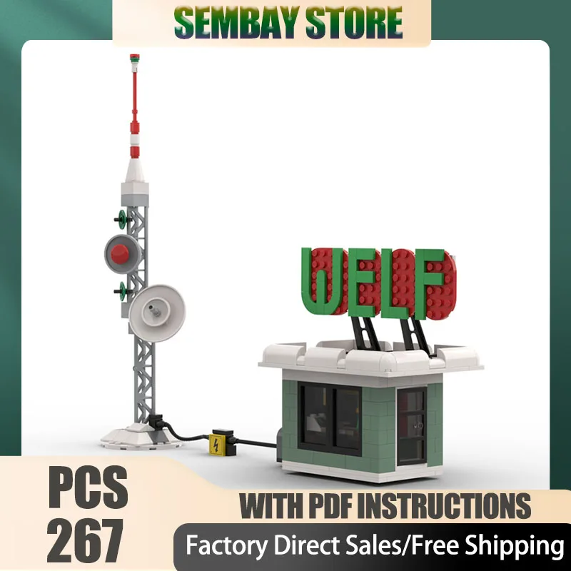 Street View Moc Building Brick Modular Winter Village WELF Radio  Model Technology Blocks Christmas DIY Toy Construction Gift