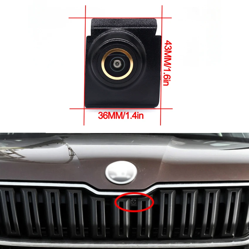 AHD 170° Golden Fisheye Lens CCD Car Front View Parking Positive Logo Camera Night Vision For Skoda Kodiag 2017 2018 Accessories