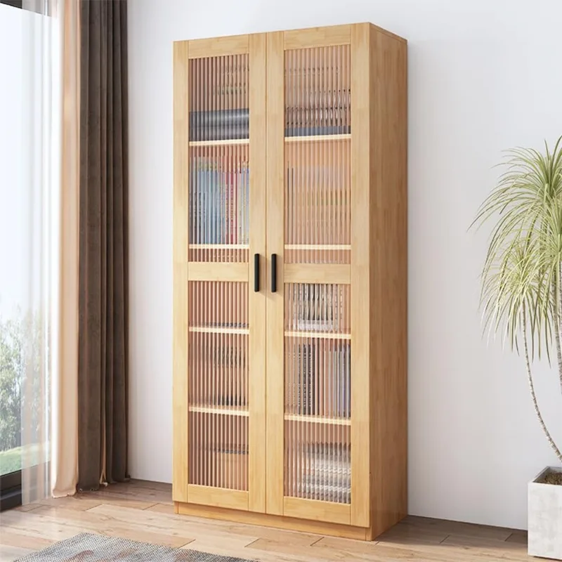 

Glass Door Storage Cabinet - 71" Tall File Bookcase with Adjustable Shelf, 5 Tier Freestanding Enclosed Cupboard Style