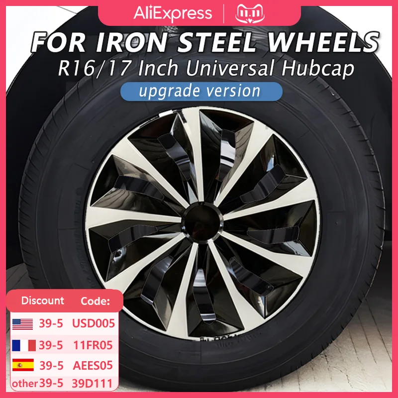 4PCS Universal Wheel Cover Hubcap R14 R15 R16 Inch Replacement Hub Caps Wheel Rim Cover PP Tire Accessories Snap On SUV Truck