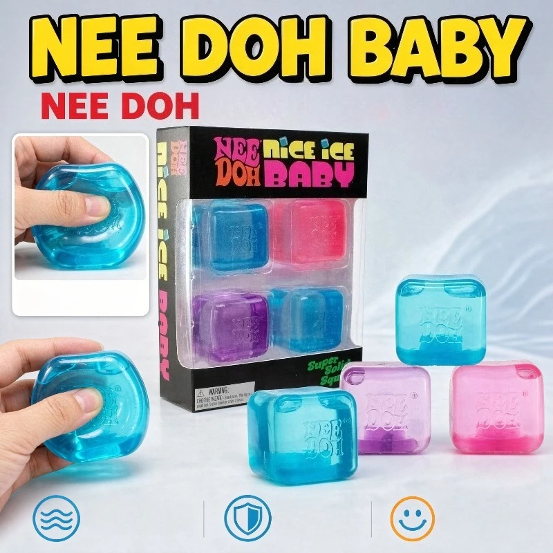 Schylling NeeDoh Nice Cube Squeeze Squishy Fidget Block Sensory Stress Relief Toy Autism ADHD Calming Gift