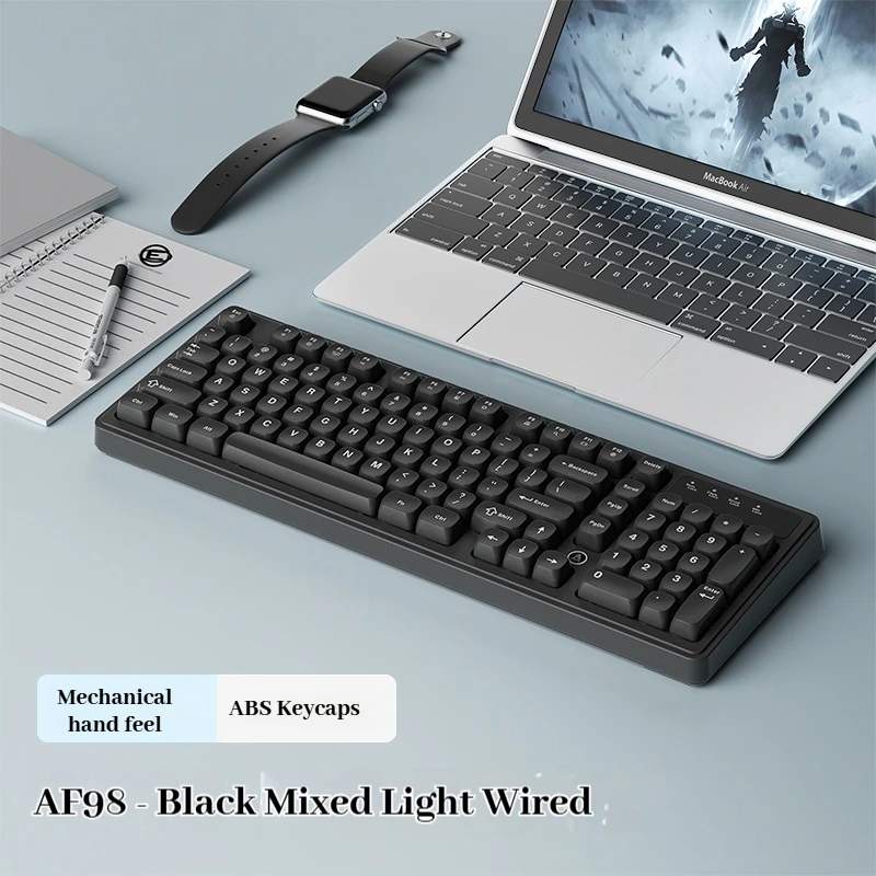 Ajazz AF98 Thri-Mode Office Keyboard Wireless Bluetooth E-Sports Game Special Mechanical Hand Type Office Computer  Keyboard