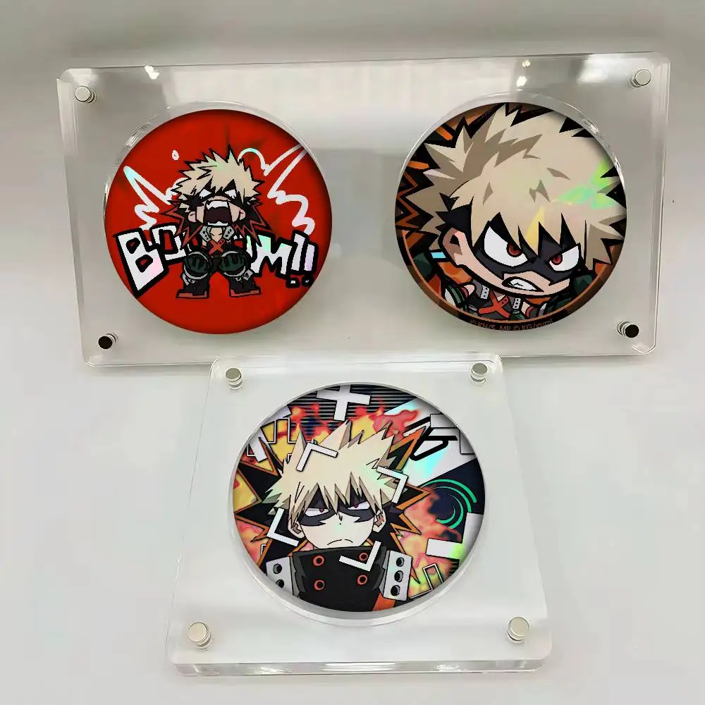 Cartoon Character Katsuki Bakugo   Badge Creative Round Plastic Brooch Clothes Decorative Pins Jewelry Gifts for Friends
