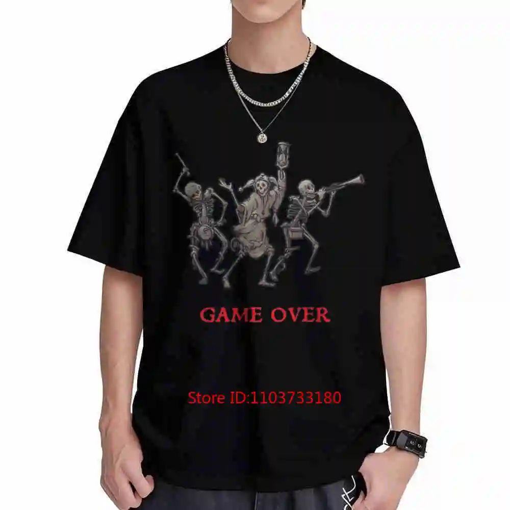 Camiseta Vintage Skeleton Gaming Kingdom Come Deliverance Game Over de Manga Corta 100% Algodón