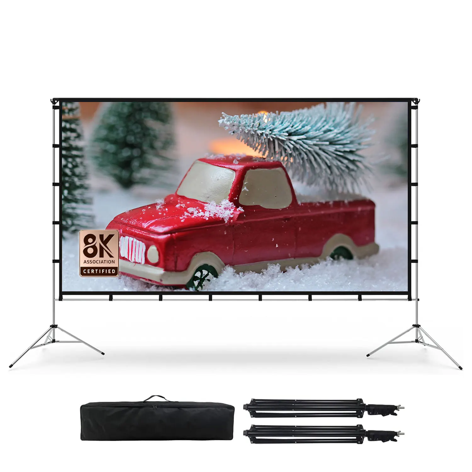 Portable Projection Screen with Stand 80inch White Flat opening Home Theater Outdoor Bracket Free Carry Bag for All Projector