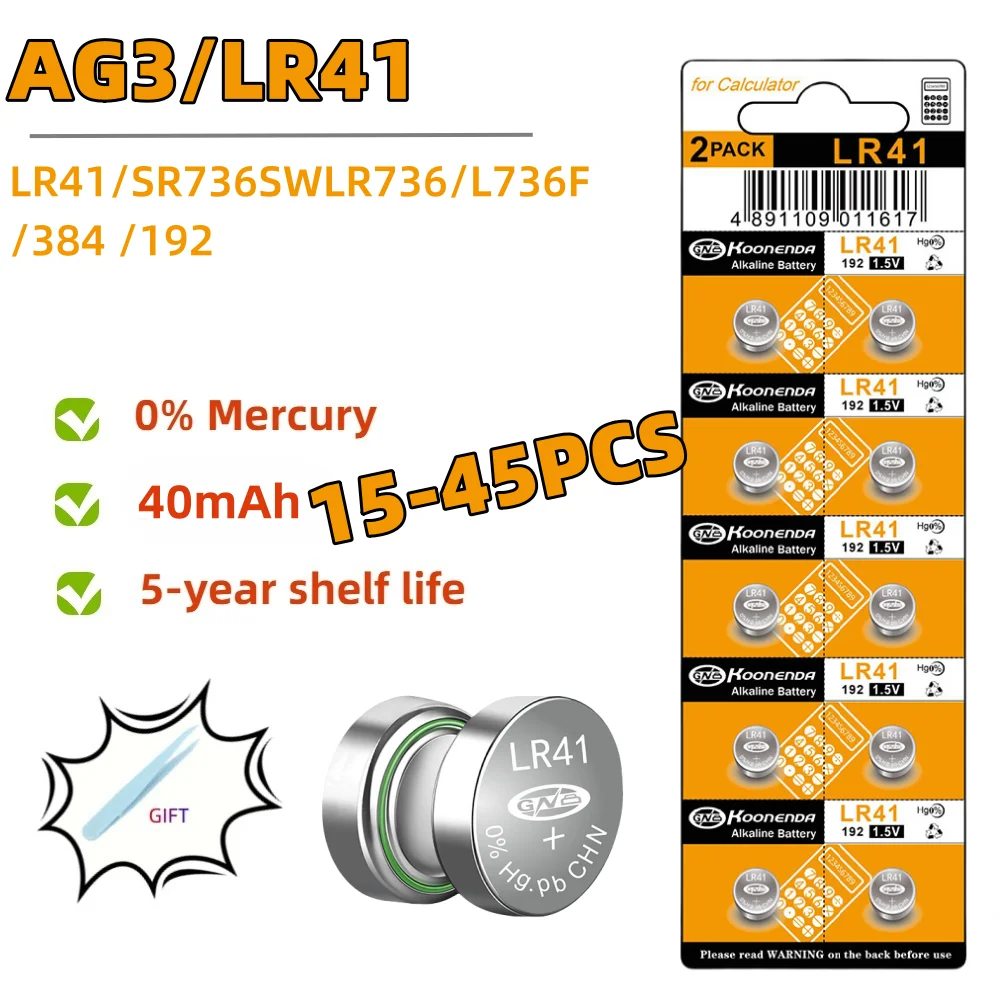 

15-45 шт. AG3 кнопочные батарейки SR41 L736 SR41SW CX41 LR41 литиевые батарейки для умных часов для игрушечных часов аксессуары