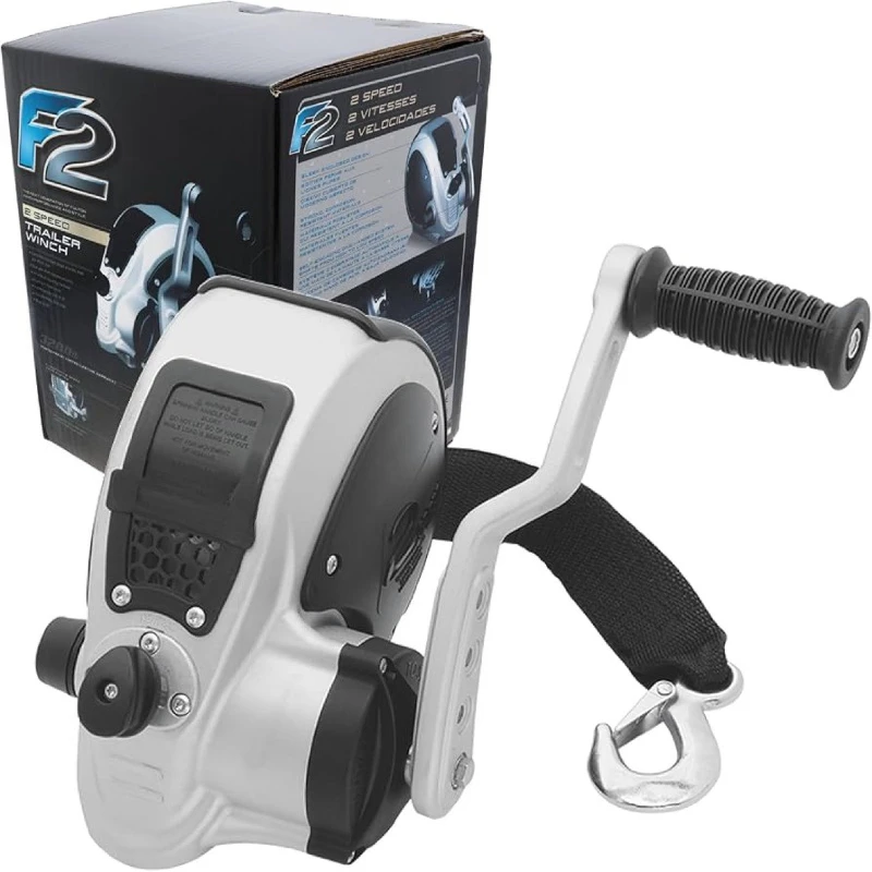 F2 Marine Trailer Winch, Two Speed, 3.5 lb Capacity, 4 Position Handle Available