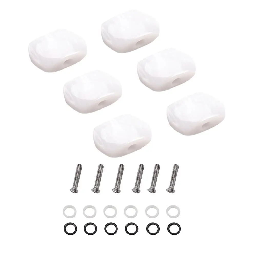 

6 PCS String Accuracy Electric Guitar Tuning Pegs Strong Metal Red Button White Black Ferrules Sealed Machine Heads