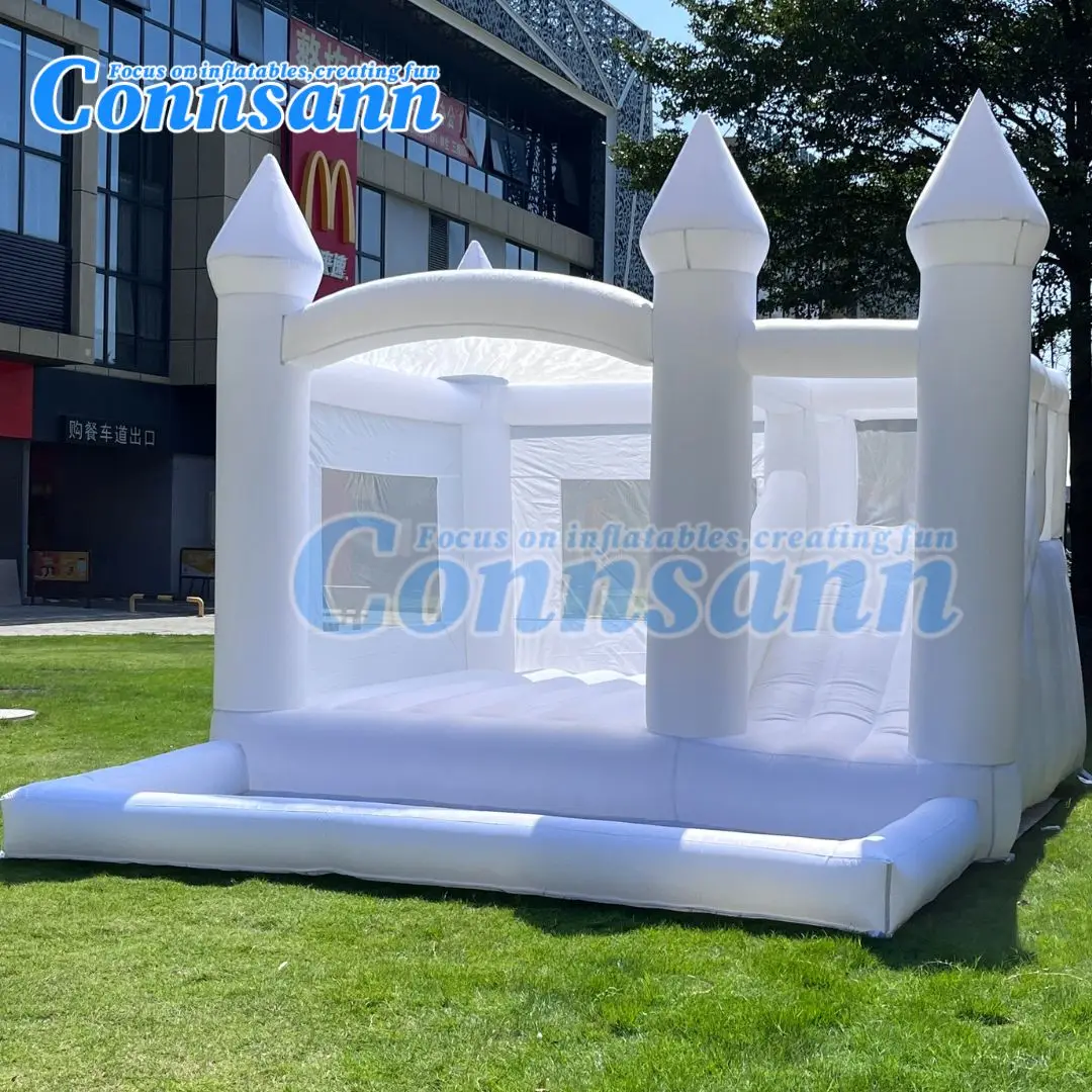 Castillo inflable con soplador y Kit de reparación para niños y adultos, casa de rebote blanca, 15x13 pies, personalización de fiesta