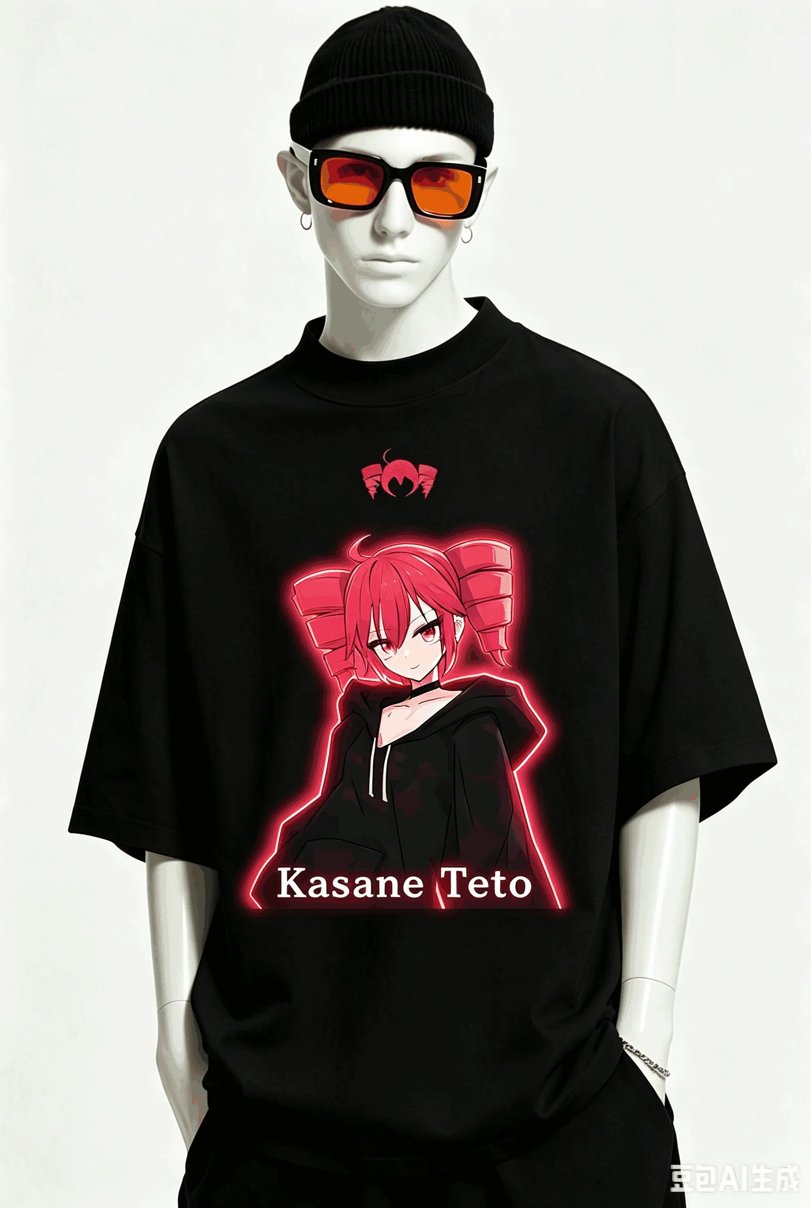 Kasane Teto Übergroßes Unisex-T-Shirt mit Grafikdruck und Rundhalsausschnitt für Männer und Frauen, hochwertige Y2k-Kurzarm-Streetwear aus weicher Baumwolle – Detail 26