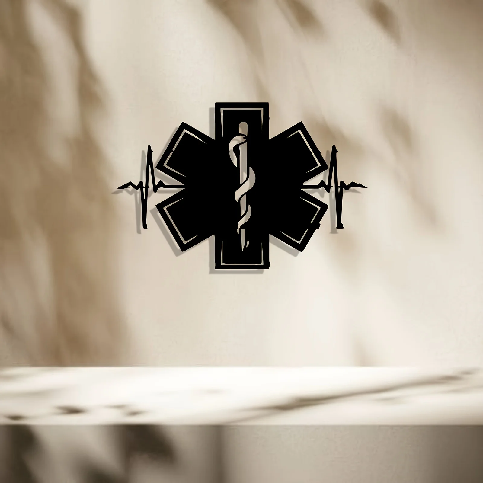 Ambulance Cross Iron Wall Sign Heavy Duty Metal Black Minimalist Decor First Aid Station Fire Dept Home Rustproof Gift Ornament