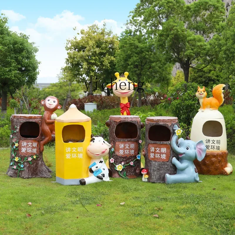 L7- Park Scenic Area Decoration Cartoon Animal Trash Can Sculpture Outdoor Classification Fruit Box Ornament