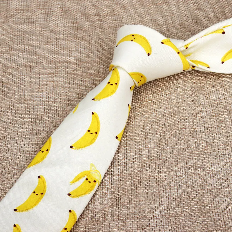 Cotton Men\'s Colourful Tie Banana Fruits Ties For Man Narrow Necktie Slim Skinny Cravate Narrow Thick Adults Women Neckties