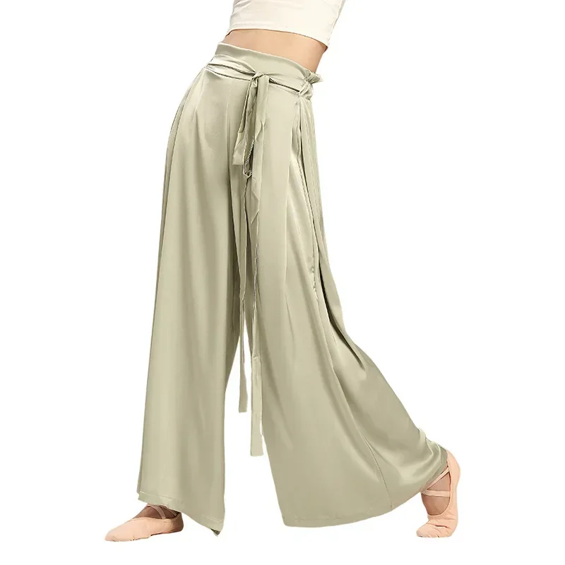 سراويل الرقص 2024 الجديدة للتدريب على الجسم، سراويل فضفاضة واسعة الساق للتدريب على الرقص الصيني الكلاسيكي الأنيق