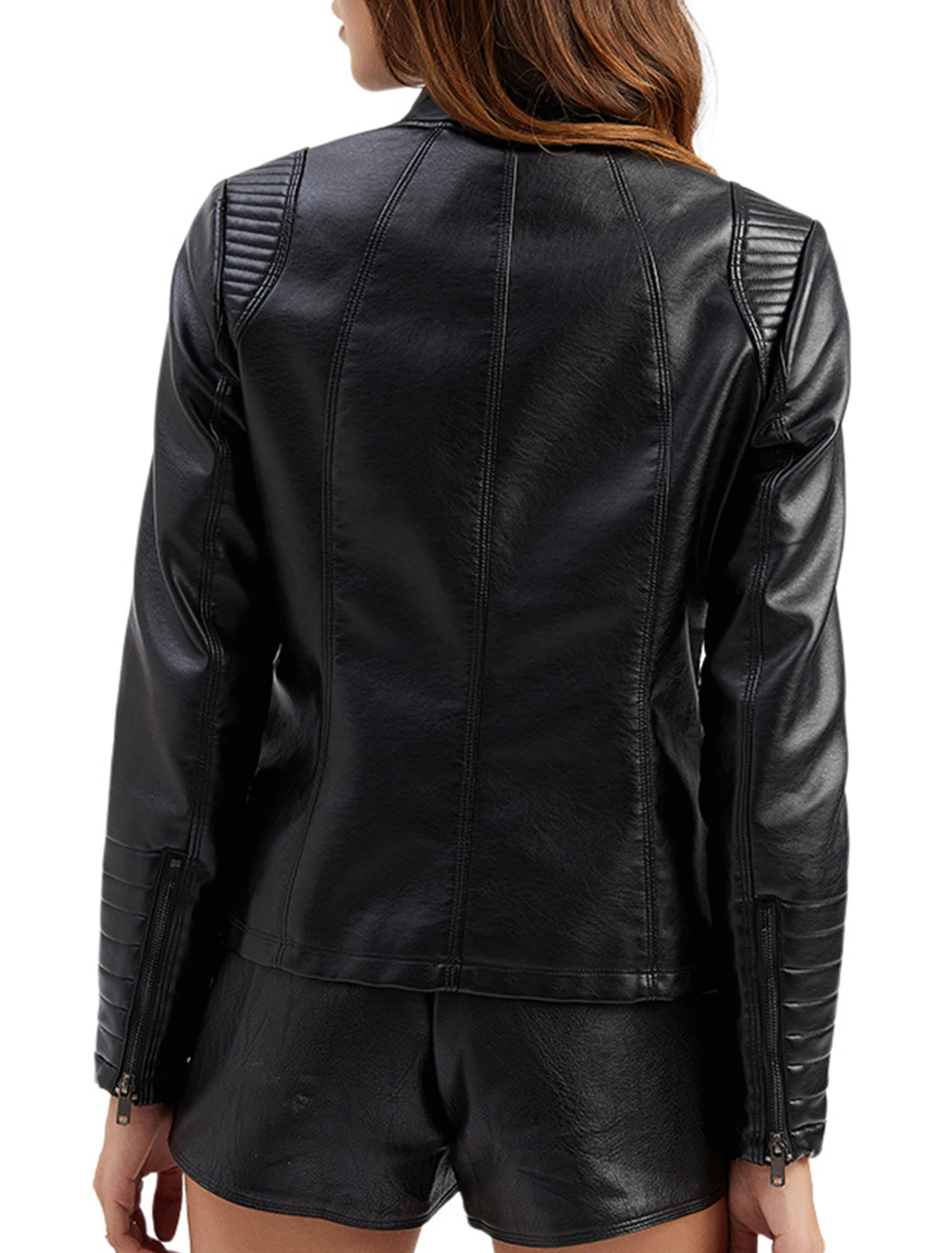 Giacca in pelle da donna corta moda abbigliamento da motociclista taglia europea per capispalla sottile primavera autunno