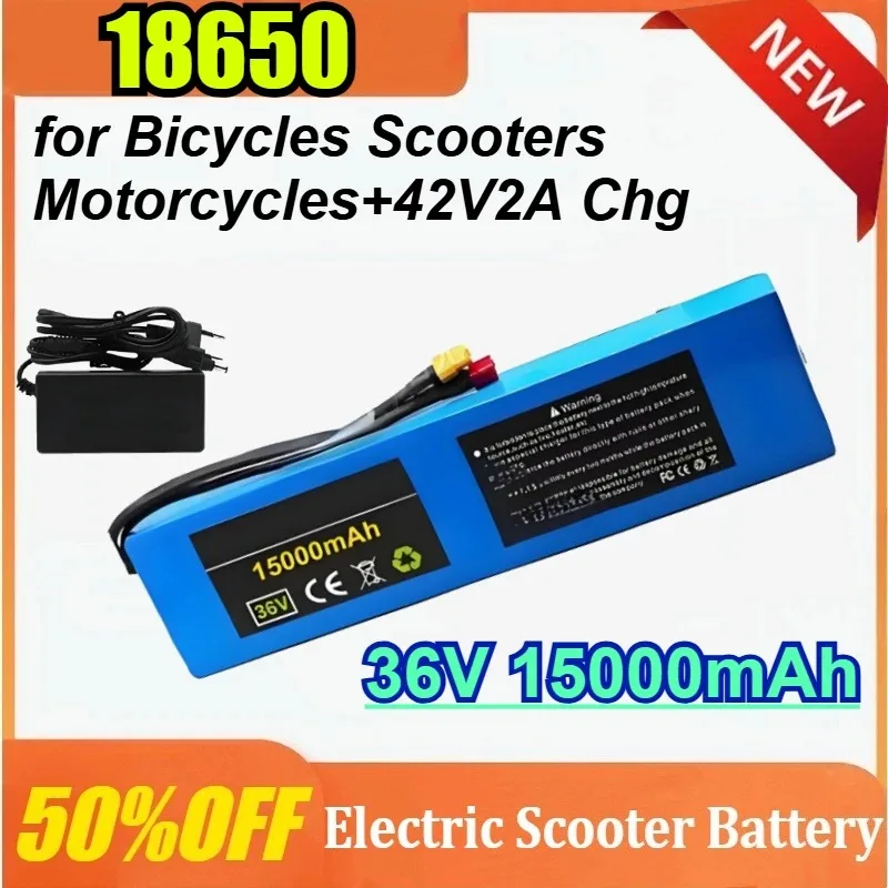 

Newly 36V 15Ah 18650 Li-ion Battery Pack with BMS 10S3P Built-in Battery for Bicycles Scooters Motorcycles+42V2A Chg