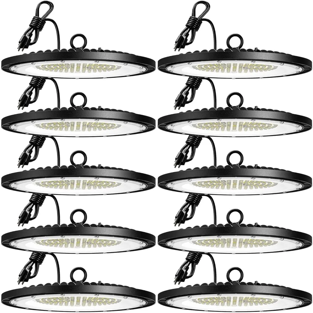 200W10 Pack UFO LED High Bay Light 28,000lm 5000K LED High Bay Lights with UL Listed US Hook 5' Cable Alternative to 650W MH/HPS