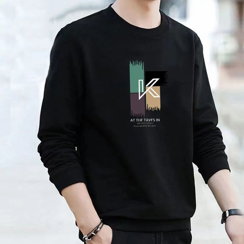 

Fashion O-Neck All-match Printed Letter T-Shirt Men Clothing 2023 Autumn Oversized Casual Pullovers Tops Loose Korean Tee Shirt