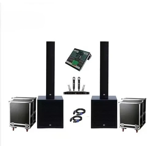 %^LA System Two-Way Speaker Column With 18 Inch Active Subwoofer Outdoor Line Array Column And 900W Powered Subwoofer