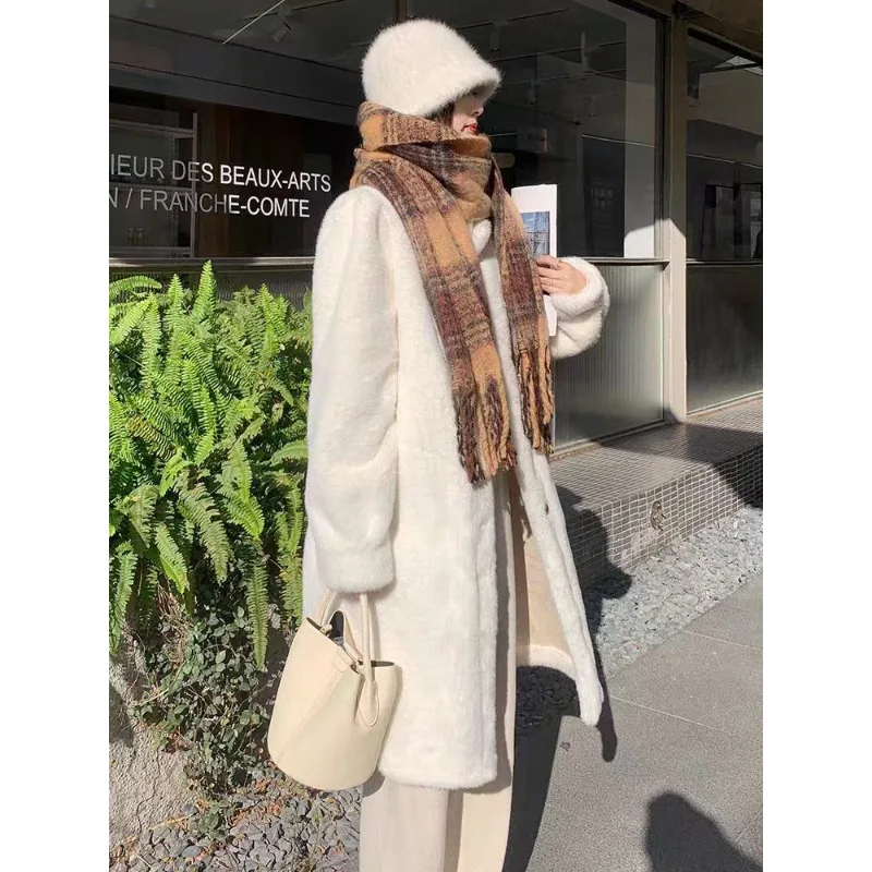 Frauen Winter Neue Nerz Mantel Verdickt Breite Lose Lamm Wolle Pelz Mid-länge Faux Pelzmantel Luxus Komfort Wärme winter Mantel Frauen