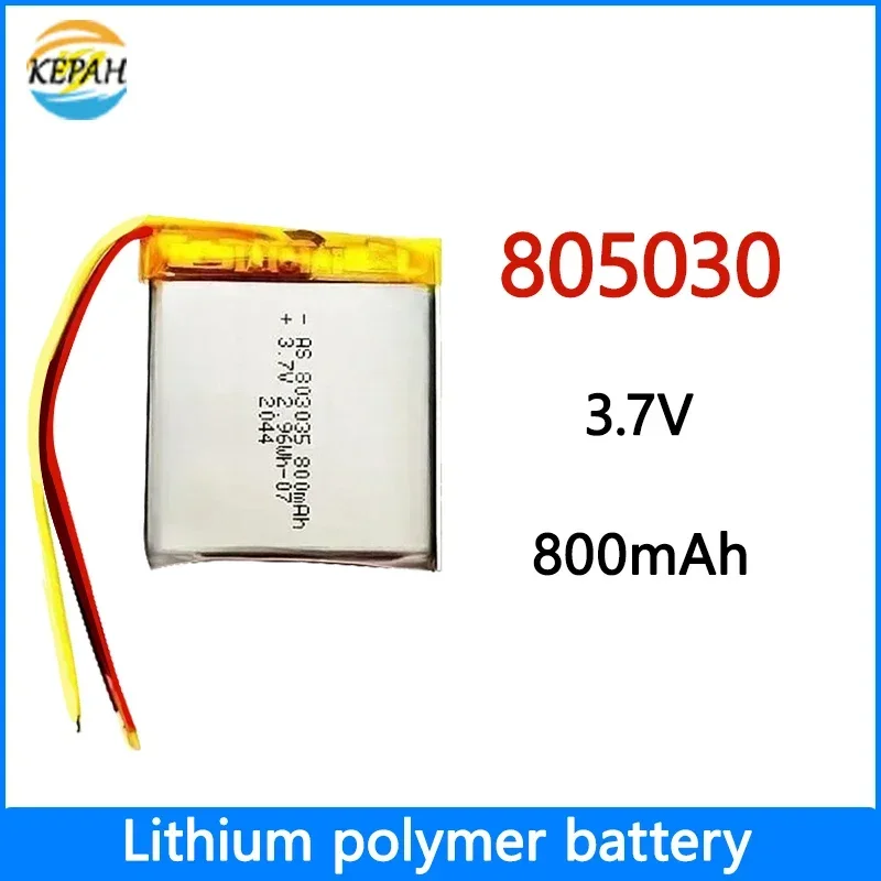 3.7V 800mAh 803035   Batería de polímero de litio, adecuada para juguetes infantiles, grabadoras de conducción, balanzas electrónicas y juguetes eléctricos.