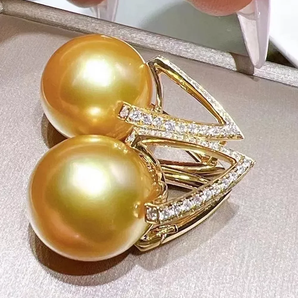 

Beautiful AAAA 10-11 mm 11-12mm gold South Sea round pearl earrings 925s