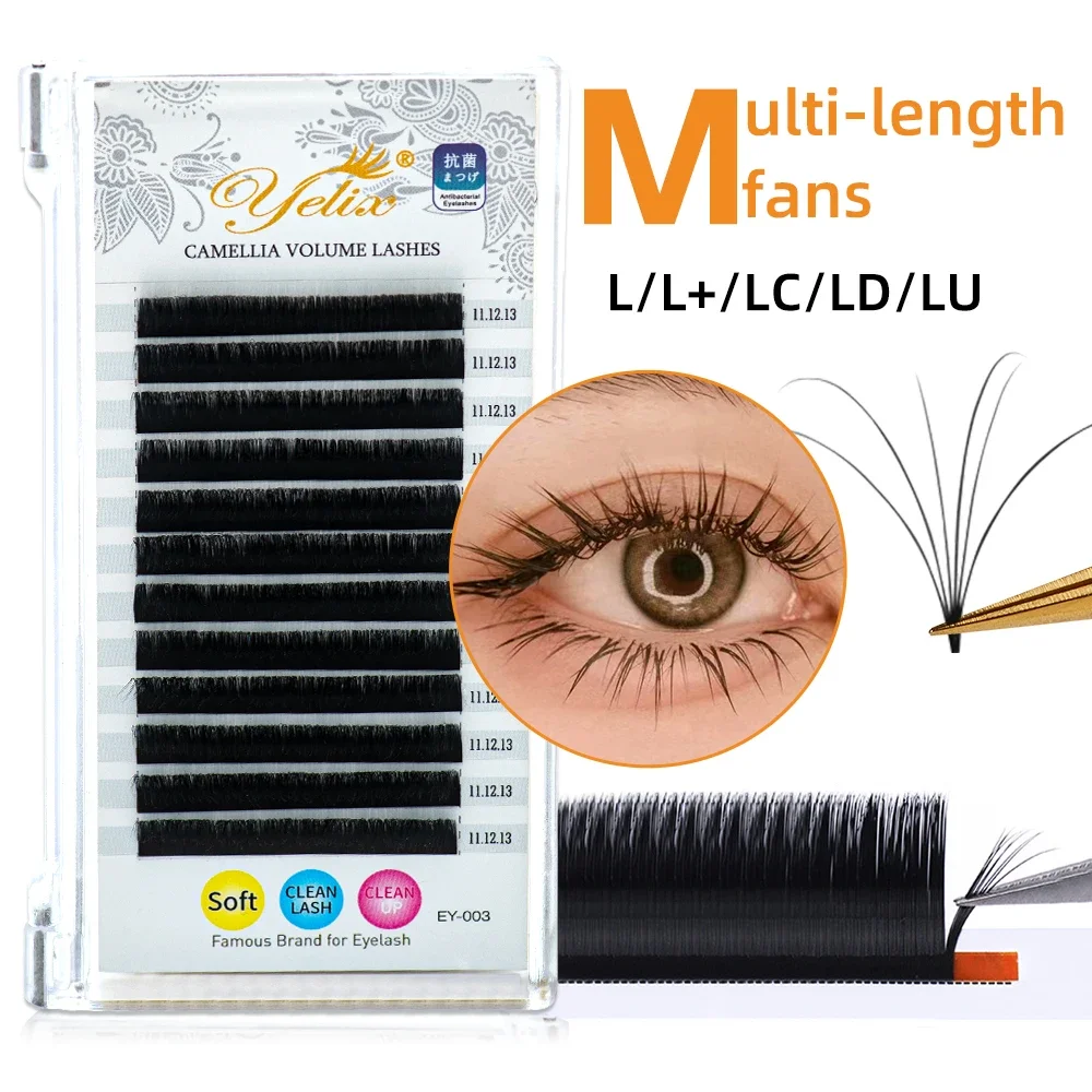 Yelix Multi-length Fans Natural Camellia Lash Extensions Fluffy Volume Lashes Soft Eyelash Extension Supplies Individual Lashes