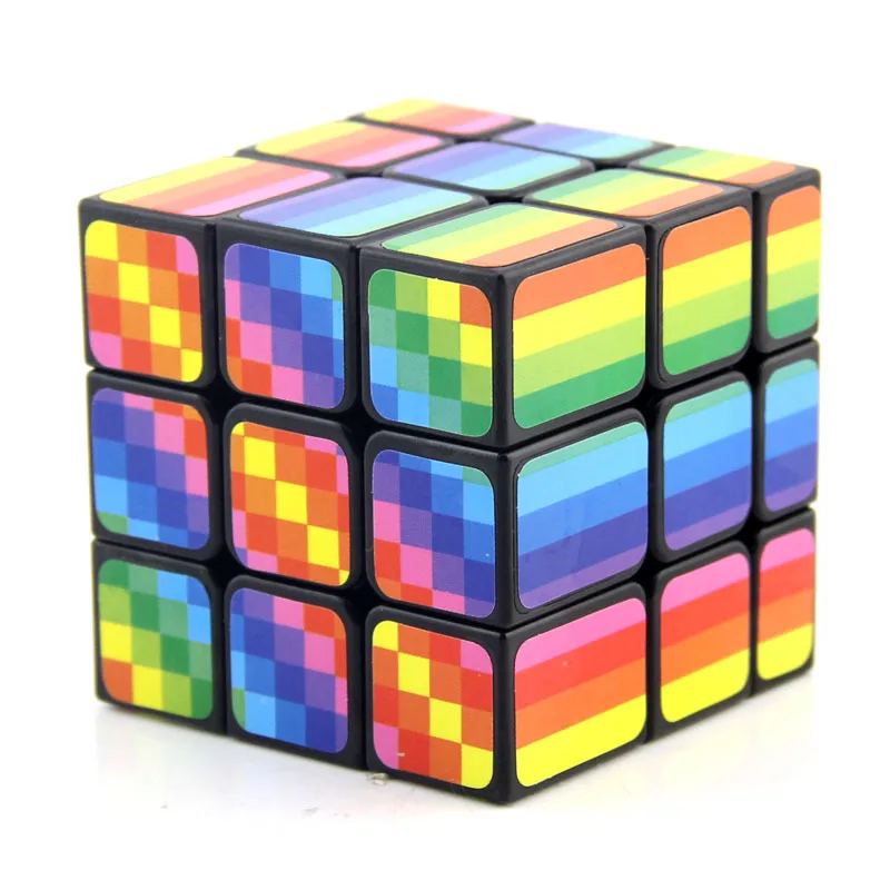 FanXin Rainbow Color Stricker Mirror 3x3 Cube 3x3 Velocidade profissional Magia Quebra-cabeça Twisty Brain Brinquedos educativos Fidget Cube