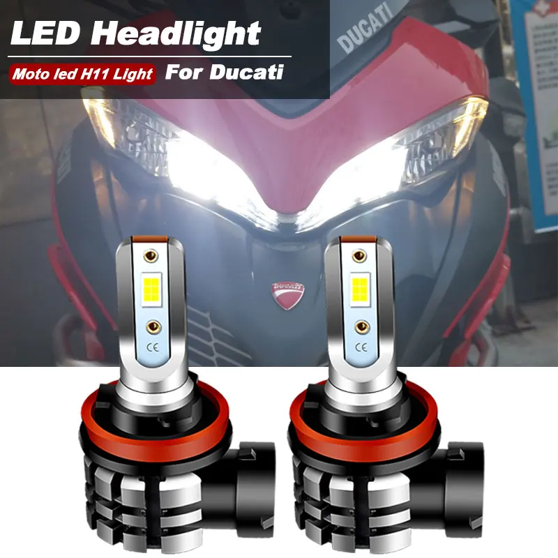 

2PCS Motorcycle H11 H8 LED Headlight Bulbs 9600lm 6000k Canbus For Ducati 848 EVO 1098 1198 Multistrada 1200