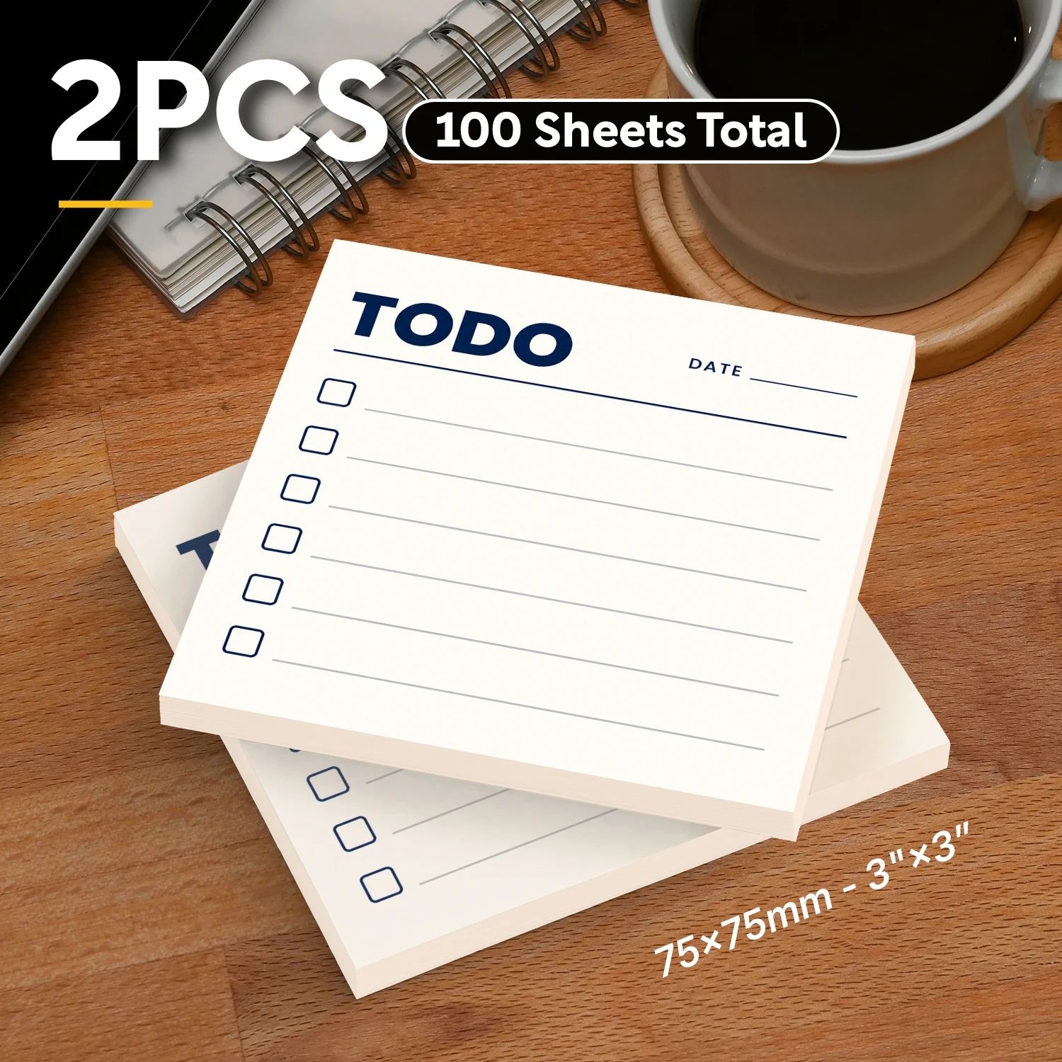 2PCS To Do List Sticky Notes 100 Sheets Checklist Planner Memo Pads Daily Task Reminder Office School Stationery