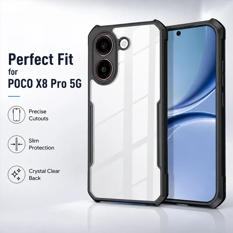 Xundd For POCO X8 Pro X8 Pro Max 5G Case Transparent Airbag Anti-drop Shell PC Back With Magnetic Stand Cover Camera Protection