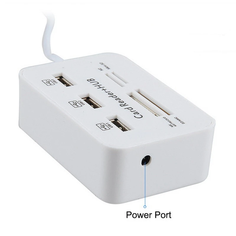 1 PCS 3 Port USB HUB 2.0 Splitter Combo Card Reader 7 In 1 Portable Support TF SD M2 SDHC Card Read Write