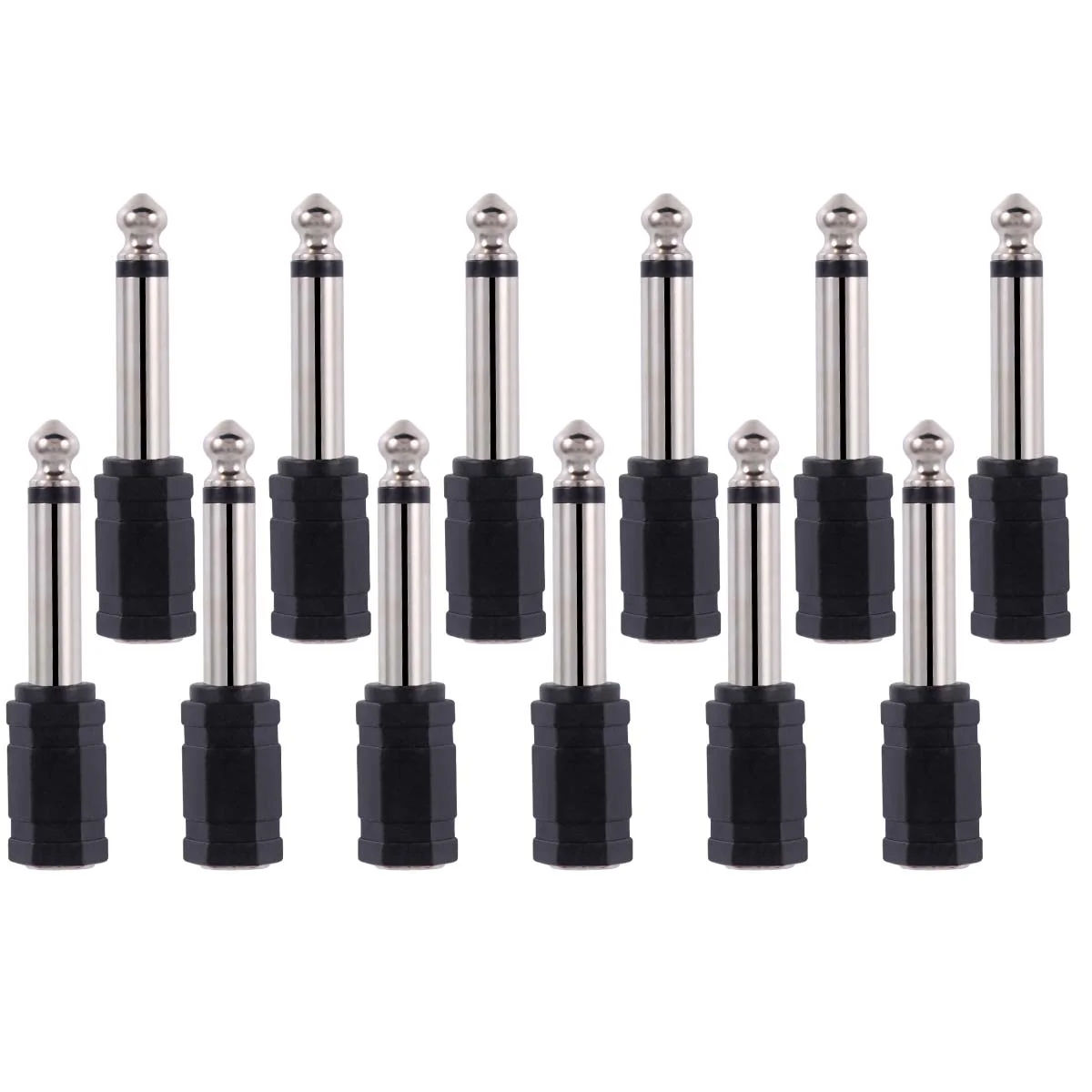 12 Pcs Audio Connector Adapter 635 Plug 35 Jack 635mm 35mm Earphone Mixer Converter