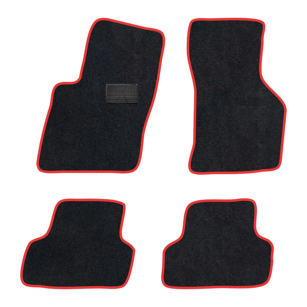 

Car Floor Mat For Audi A3 2013-2020 sedan 8V Saloon Polyester suede Anti Slip black Backing red Binding Trim Edge