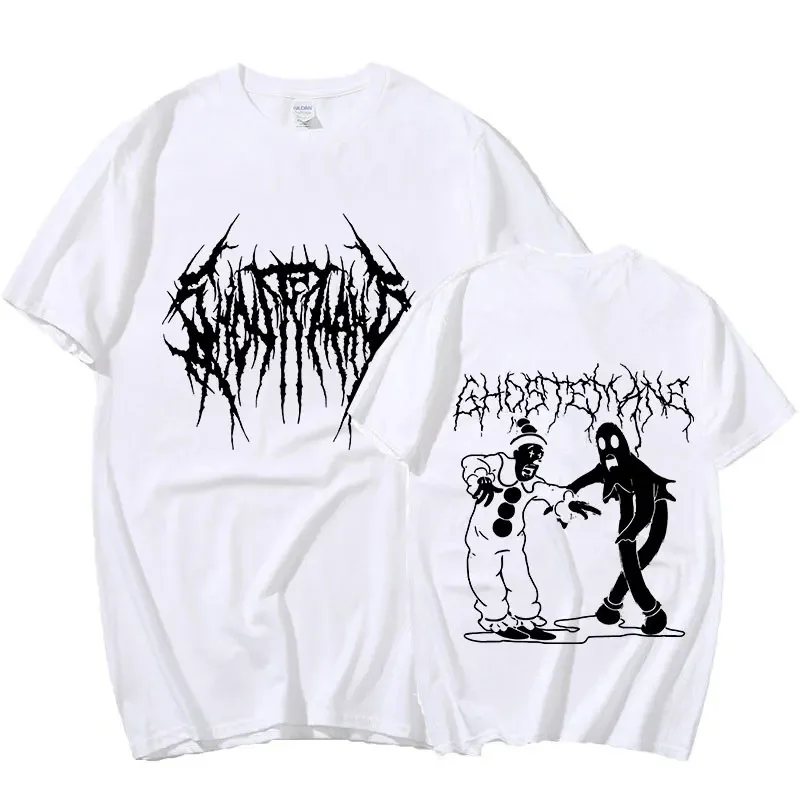 Ghostemane Double Sided Print T-shirt Men Women Cotton Fashion Hip Hop Metal Rock T Shirt Gothic Oversized T-shirts Streetwear