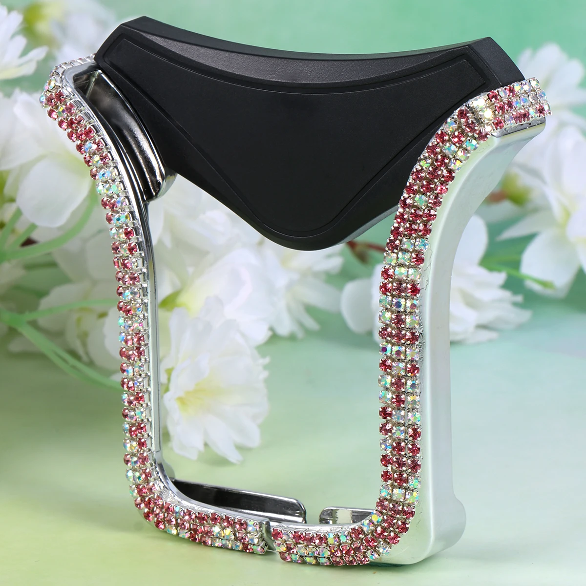 

Car Phone Holder Cradle Air Vent Bracket Universal Fit Easy Install Rhinestone U Shape Charging Slot Long Lasting Material
