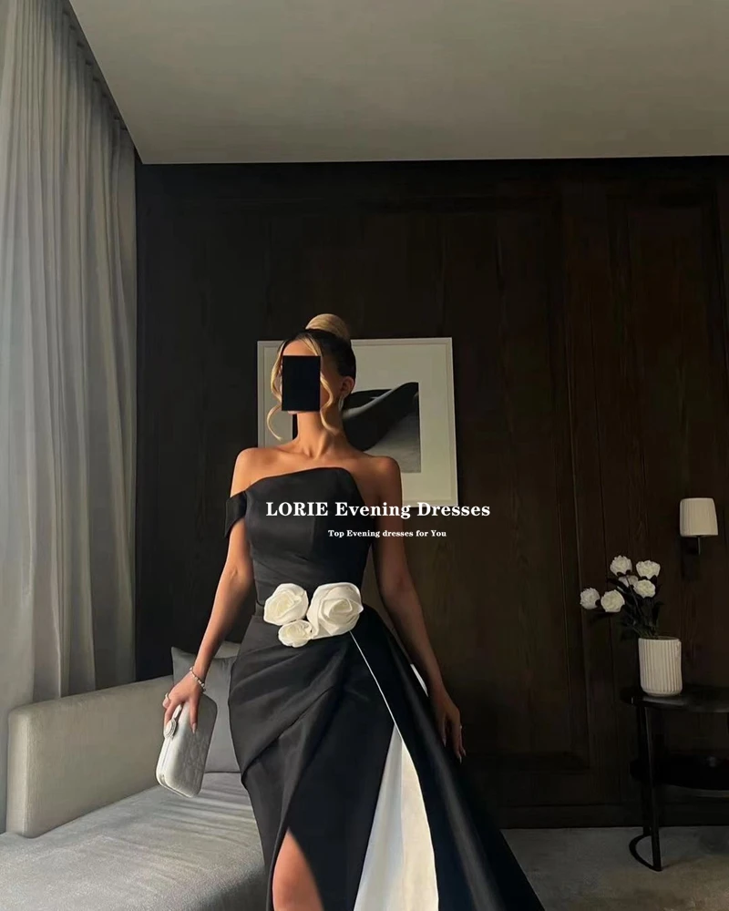 LORIE 2024 One Shoulder Evening Dresses Mermaid Saudi Arabic Dubai Flowers Split  Nightclub Cocktail Prom Party Gowns Customized