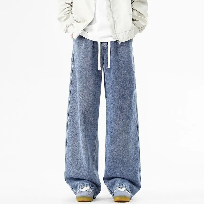 

The autumn new American men's wide leg jeans feature loose retro straight leg pants, with a casual and fashionable high street