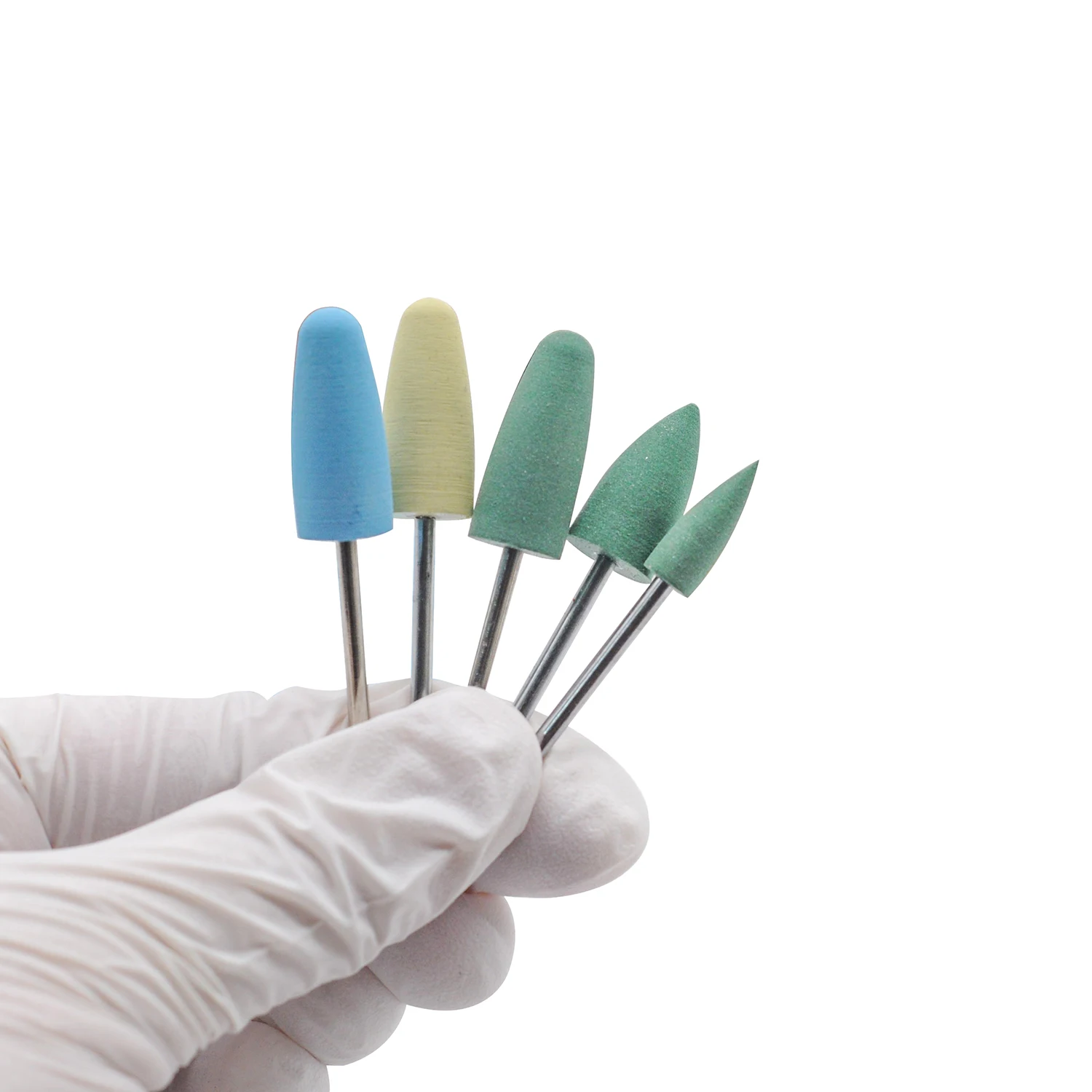 10Pcs Dental Silicone Polishing Head Rubber Grinding Wheel for Denture Crown Bridge Low Speed Handpiece