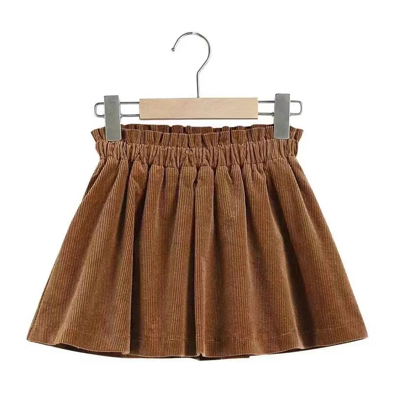 Spring and Autumn New Children Half Length Skirt Corduroy Girls Casual Versatile Skirt Girls Princess Skirt