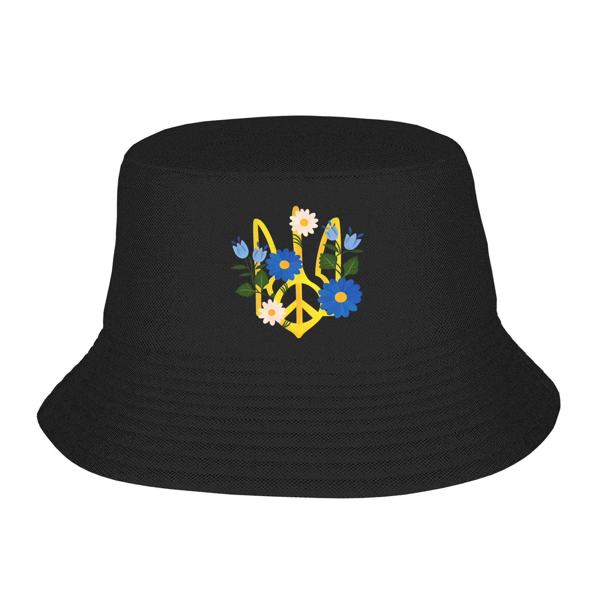 Azov Trident Ukraine Bucket Hat Streetwear Fisherman Caps For Unisex Classic Beach Travel Sunscreen Hats Personality Graphic Cap