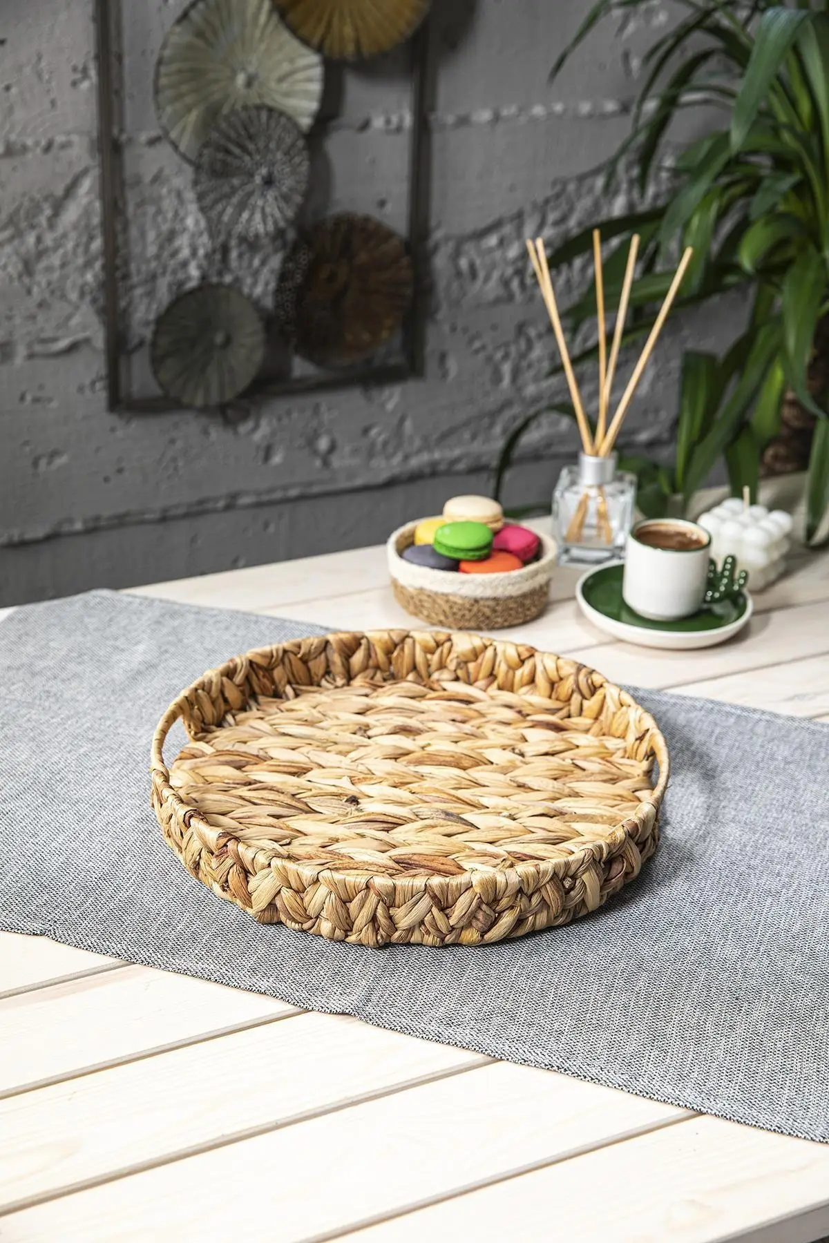 

Alicker round Rattan Wicker decorative tray, Small bathroom tray Ø32 luxury 2022 tray Tea tray