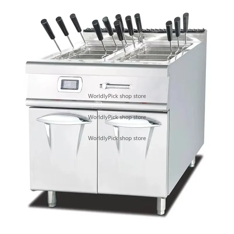 Stainless Steel Commercial Induction Cooker with Cabinet-Dual Pot Noodles & Pasta Cooking Station