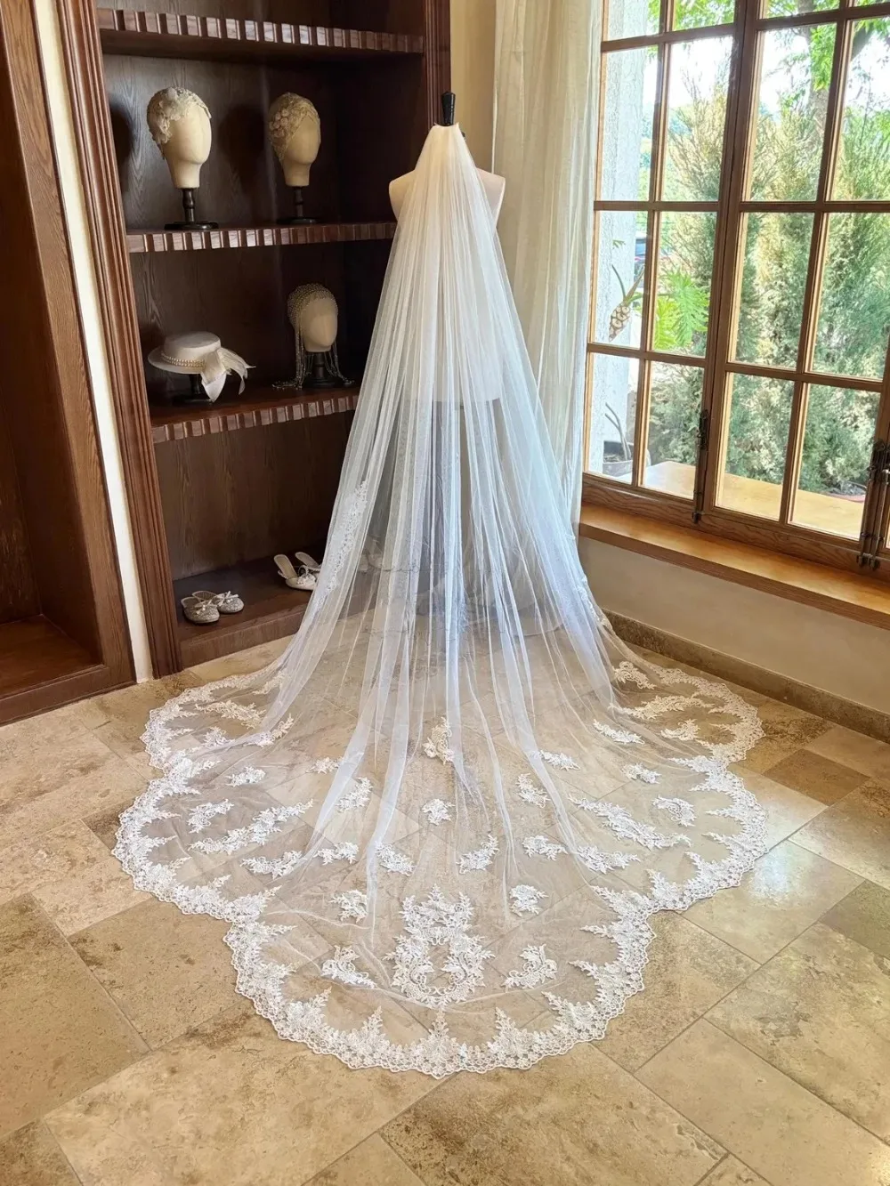 

3 м белая/белая соборная свадебная фата с длинным кружевным краем и расческой Свадебные аксессуары Veu de Noiva Bride Veu