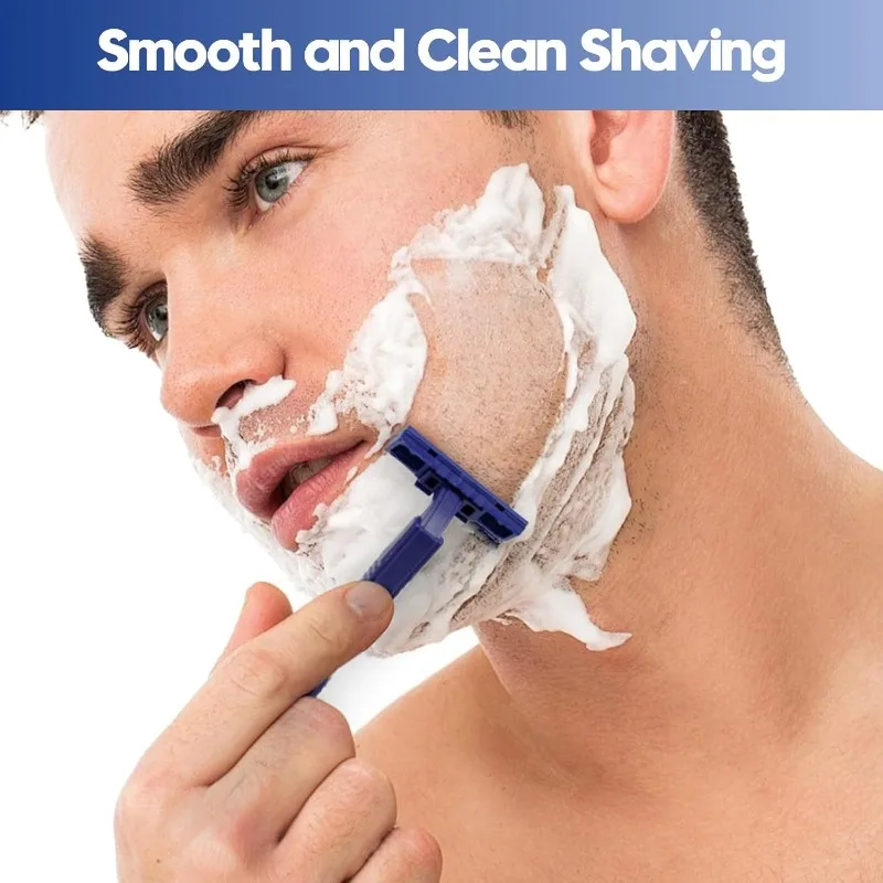 Twin Blade Disposable Razors for Men & Women – 60 Pack Bulk Stainless Steel Shavers with Lubricating Strip & Safety Cap