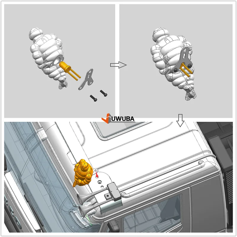 JUWUBA 2 pièces LED poupée lumineuse mise à niveau d'éclairage pour 1/14 Tamiya RC camion SCANIA 770S VOLVO ACTROS AROCS MAN TGX VOLVO