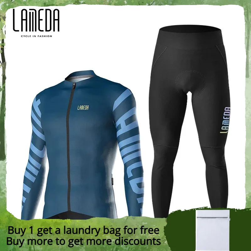 Lameda Bicycle Clothes Set Comfortable Breathable Tight Quick Drying Men's Cycling Clothes Long Sleeved Top Bicycle Pants