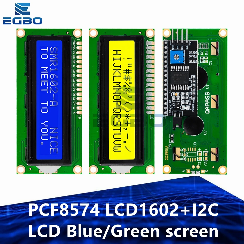 EGBO  LCD1602+I2C LCD 1602 module Blue/Green screen PCF8574 IIC/I2C LCD1602 Adapter plate