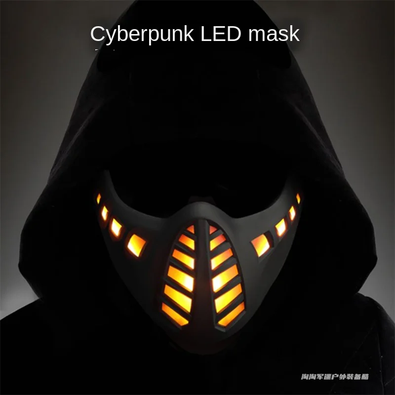 Tactical outdoor cyberpunk LED face mask military fan cosplay dress up protective mask