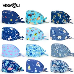 blue Printed Hats Unisex lab Work Hat Scrub Cap 100% cotton nursing Scrubs hat scrub hats for women gorro enfermera nursing hat